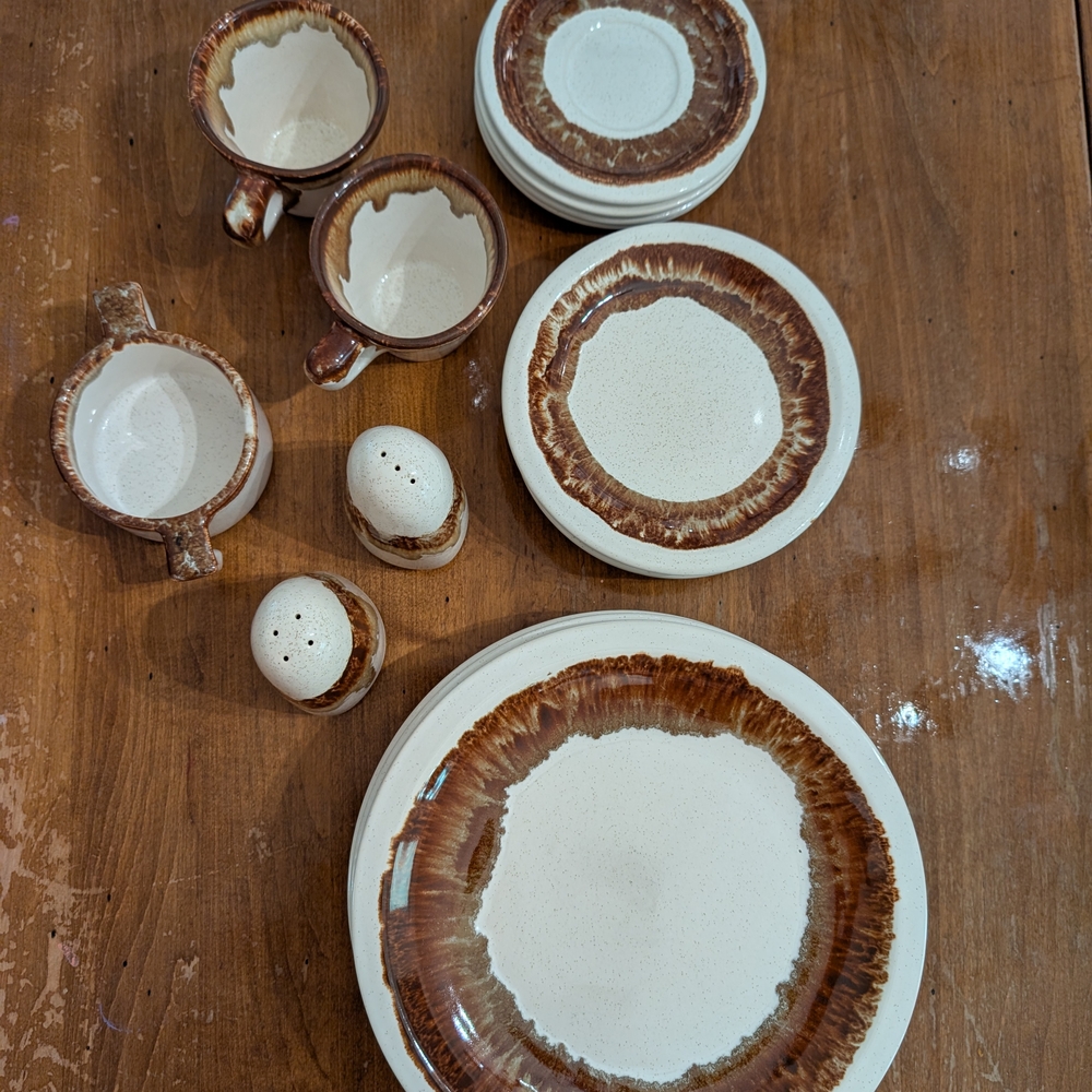 Pfaltzgraff Brown and Cream Dinnerware Set